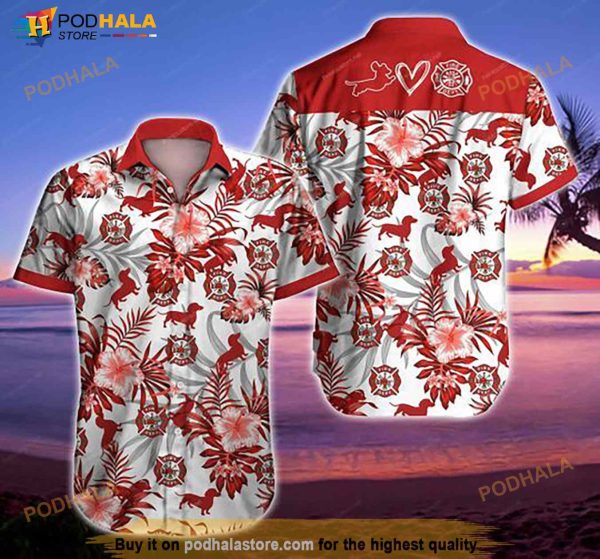 Firefighter Dachshund Hawaiian Shirt