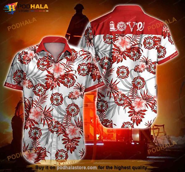 Firefighter Love Red Hawaiian Shirt