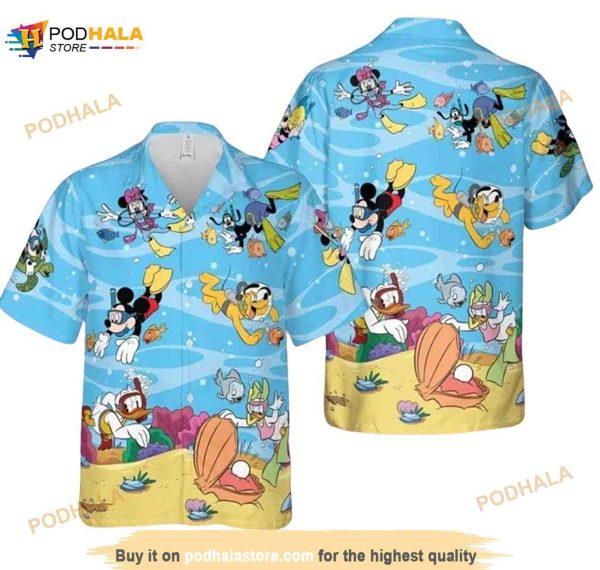 Funny Hawaiian Shirt For Men Mouse And Groofy Under The Sea Coral