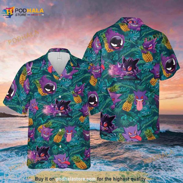 Gengar Ghost Pkm Funny Hawaiian Shirt