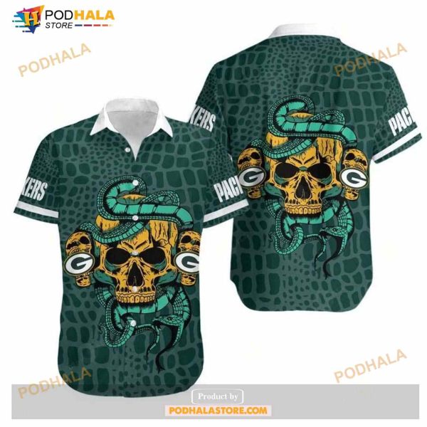 Green Bay Packers Snake And Skull Hawaii Shirt Summer Collection