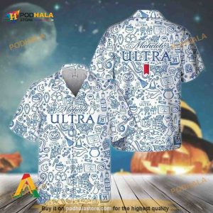 Halloween Doodle Art Michelob Ultra Funny Hawaiian Shirt