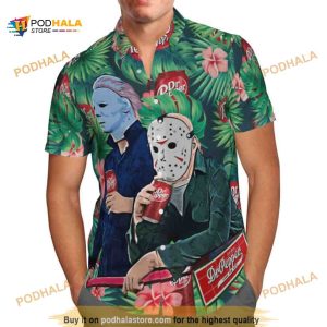 Halloween Michael Myers Vs Jason With Dr Pepper Beer Funny Hawaiian Shirt