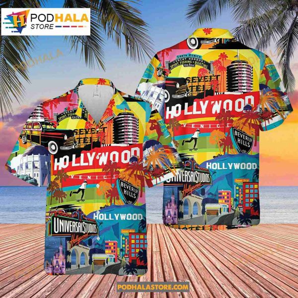 Hollywood Los Angeles City Made In Summer Trip Family Hawaiian Shirt