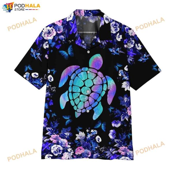 Holographic Turtle 3D Funny Hawaiian Shirt