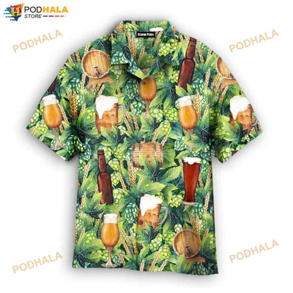 Hops And Craft Beer Aloha 3D Funny Hawaiian Shirt