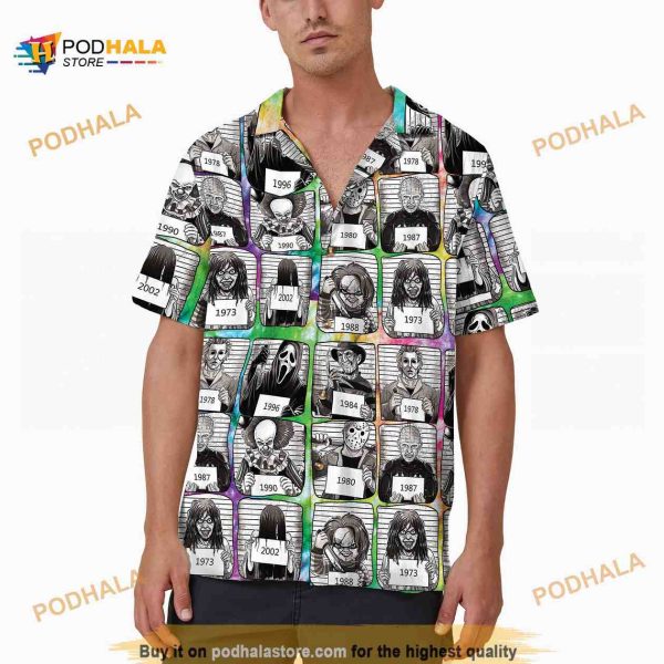 Horror Characters Halloween Horror Movie Mugshot Halloween Hawaiian Shirt