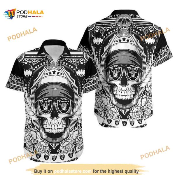 Horror Skull NFL Las Vegas Raiders Funny Hawaiian Shirt For Football Fans