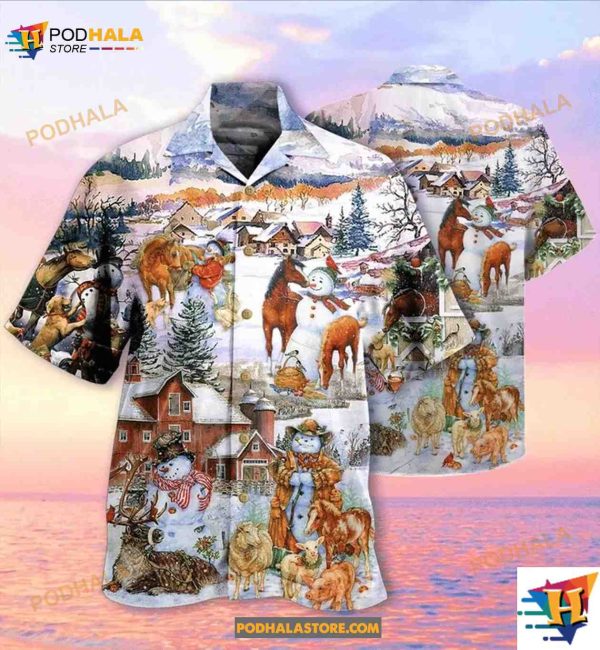 Horse Christmas Love Horse And Farm Hawaiian Shirt