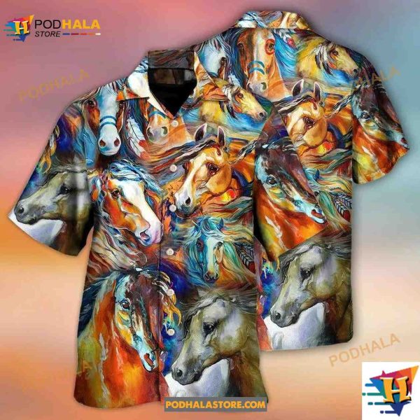 Horse Face Colorful Cool Art Style Hawaiian Shirt