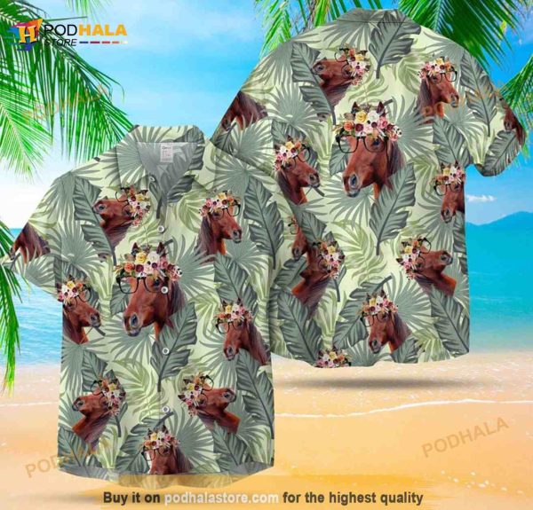 Horse Leafy Funny Hawaiian Shirt