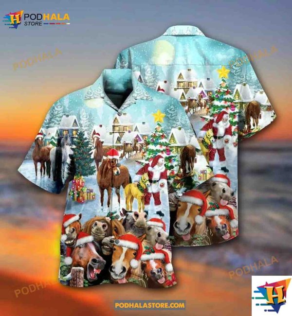 Horse Loves Christmas Very Happy Hawaiian Shirt