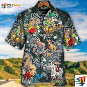 Horse Racing Funny Art Hawaiian Shirt