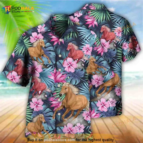 Horse Tropical Floral Vibes Hawaiian Shirt