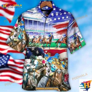 Horse USA Flag Horse Racing Amazing Seat Lover Hawaiian Shirt