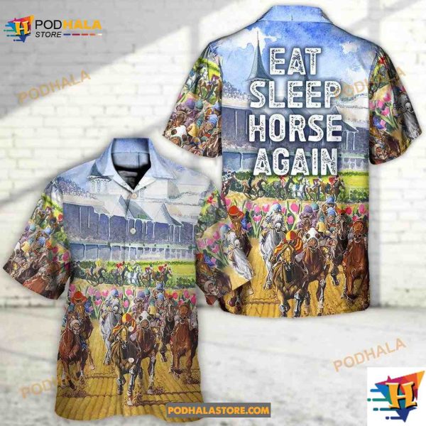 Horseback Riding Eat Sleep Horse Again Hawaiian Shirt