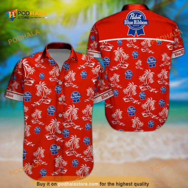 Hot Pabst Blue Ribbon Funny Hawaiian Shirt Beer Gift For Beach Lovers