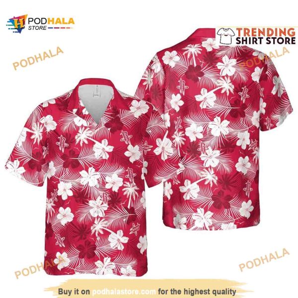 Houston Rockets Funny Hawaiian Shirt Hibiscus Flower Gift For Beach Lovers