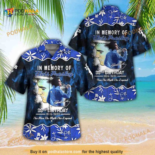 In Memory Of Elvis Presley Funny Hawaiian Shirt The Man The Myth The Legend