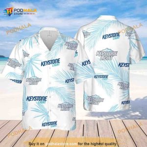 Keystone Light Beer Palm Leaves Pattern Hawaiian Shirt Beach Lovers Gift