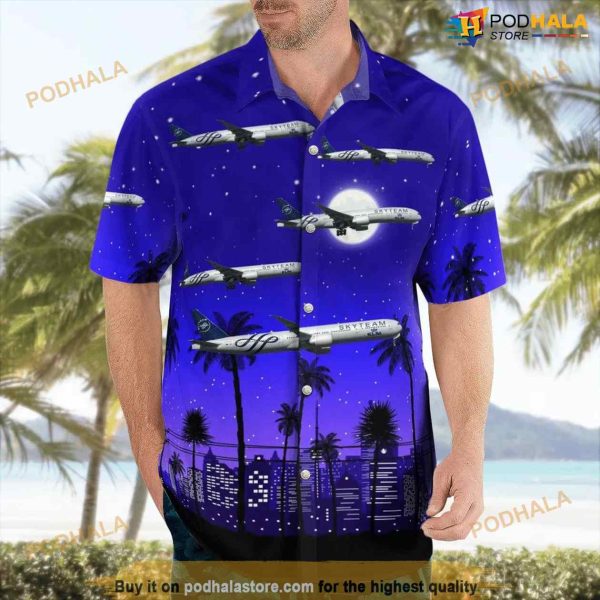 Klm Boeing 777-300 Ph-bvd In Skyteam Colours Hawaiian Shirt For Men And Women