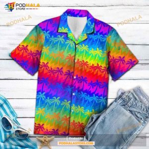 LGBT Coconut Palm Tree LGBT Rainbow Color An Aloha Funny Hawaiian Shirt