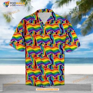 LGBT Pride LGBT Flag Pattern Aloha Funny Hawaiian Shirt