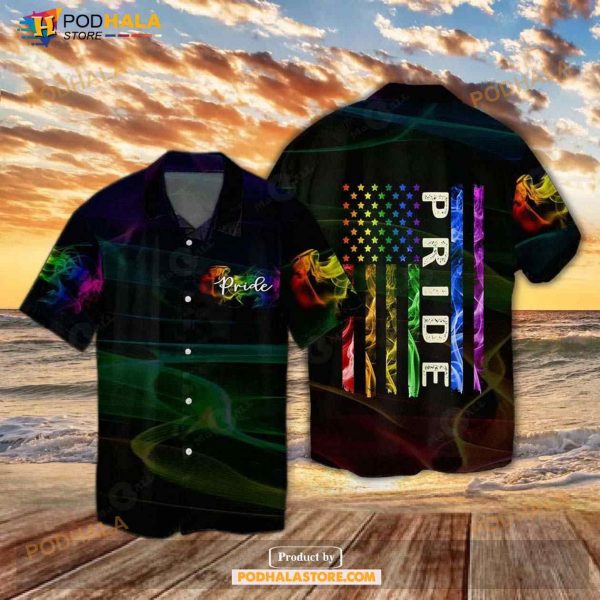 LGBT Pride Smoke Rainbow Usa Flag An Aloha Funny Hawaiian Shirt