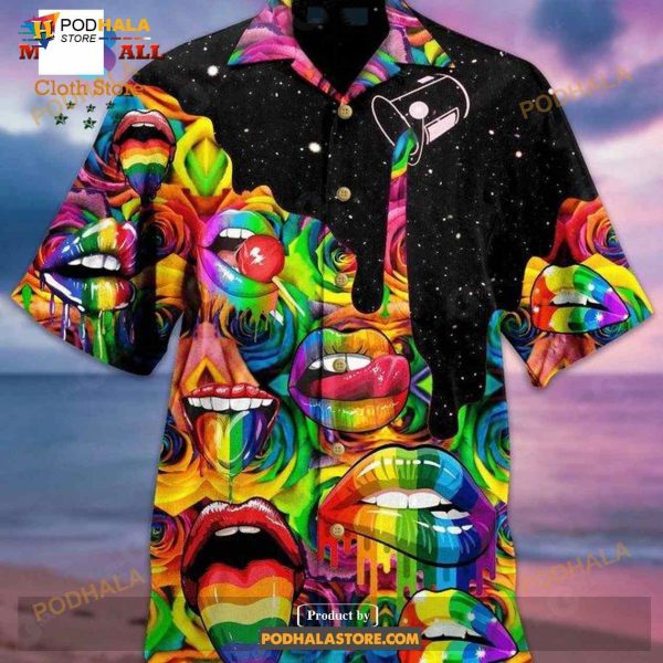 LGBT Rainbow Color Mouths Candy Graphic Design Funny Hawaiian Shirt