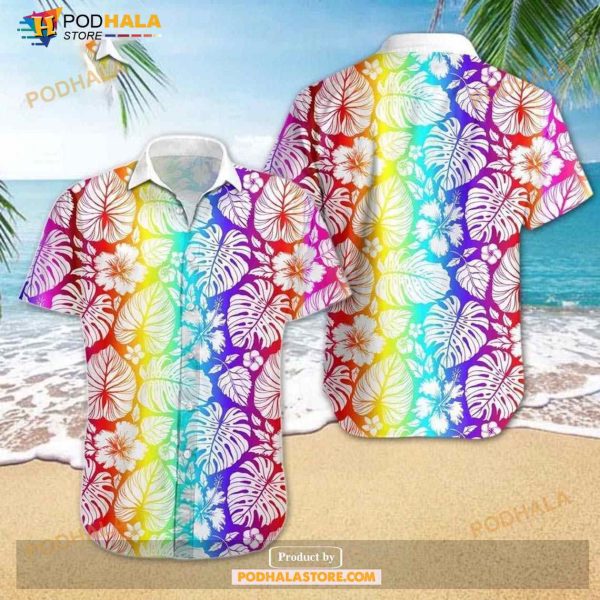 LGBT Rainbow Color Tropical Floral An Aloha Funny Hawaiian Shirt