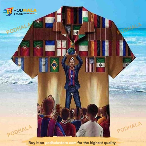 Lionel Messi The Goat Hawaiian Shirt Summer Beach Gift