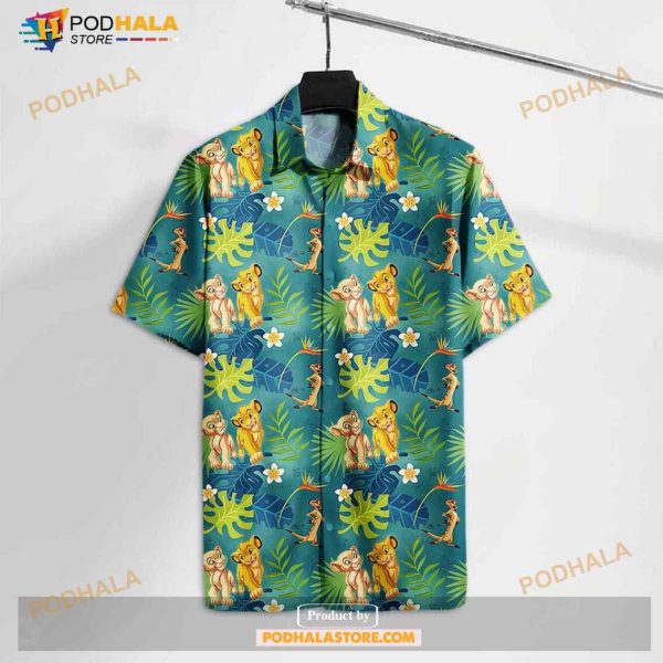 Lk Simba & Nala Timon Green Floral Awesom Funny Hawaiian Shirt