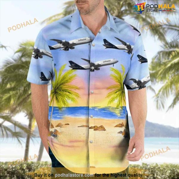 Lufthansa Boeing 747-830 Button Up Hawaiian Shirt