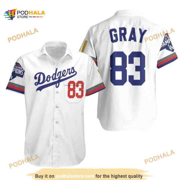 MLB Los Angeles Dodgers Gray 83 Hawaiian Shirt