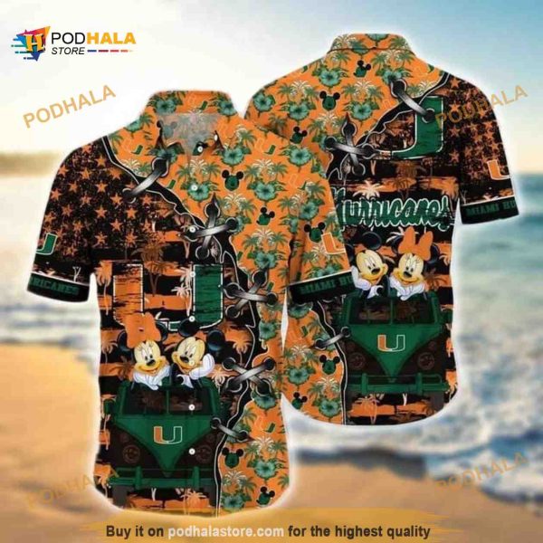 Mickey Mouse Disney Hawaiian Shirt Miami Hurricanes For Beach Lovers