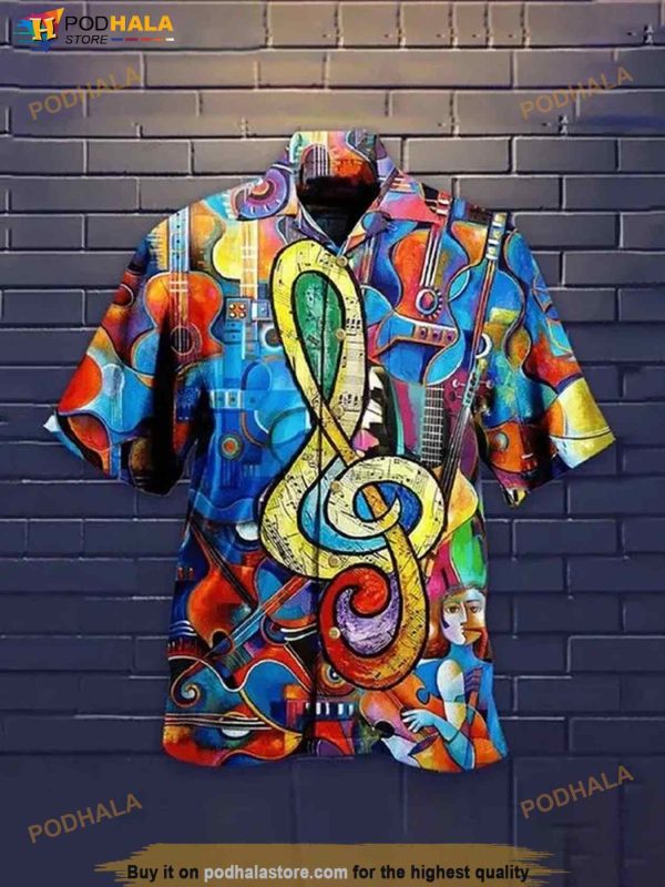 Musical Note Guitar Hawaiian Shirt