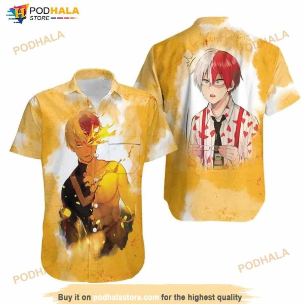 My Hero Academia Todoroki Shouto Fire Yellow Hawaiian Shirt