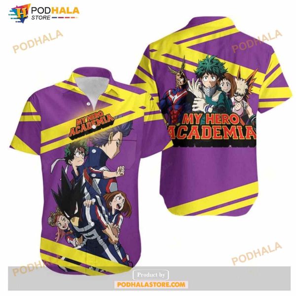 My Hero Academia Todoroki Shouto Midoriya Izuku Purple Funny Hawaiian Shirt