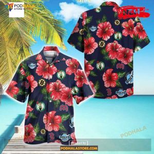 NFL Boston Sport Teams Flower Summer Design Funny 3D NFL Hawaiian Shirt