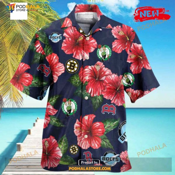 NFL Boston Sport Teams Flower Summer Design Funny 3D NFL Hawaiian Shirt