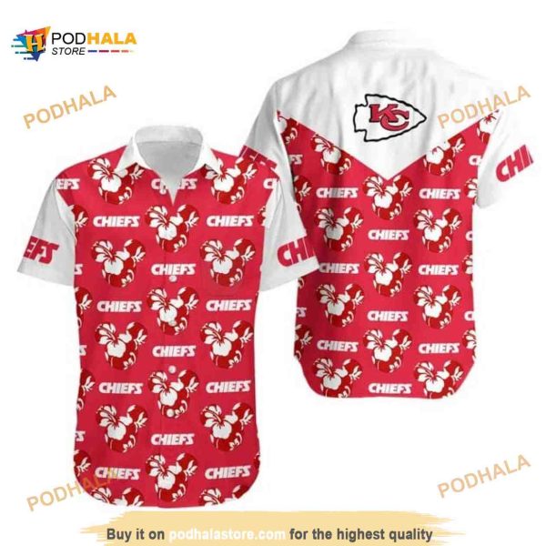 NFL Kansas City Chiefs Hawaiian Shirt Mickey and Flowers