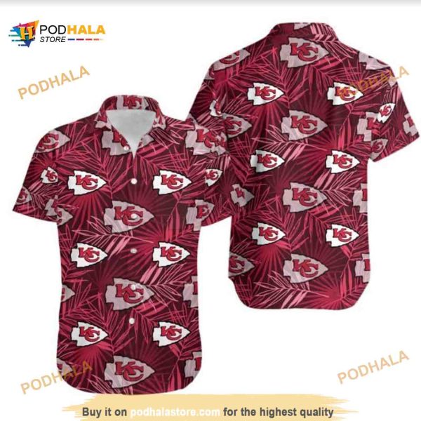 NFL Kansas City Chiefs Hawaiian Shirt Palm Leaves Pattern Beach Lovers Gift