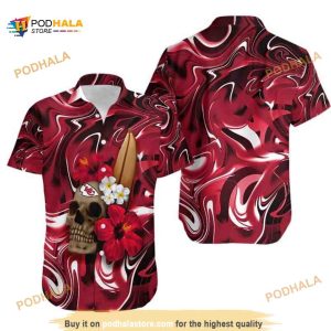 NFL Kansas City Chiefs Hawaiian Shirt Skull Tropical Flower Pattern