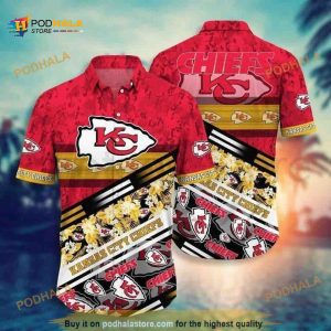 NFL Kansas City Chiefs Hawaiian Shirt Tropical Palm Leaves