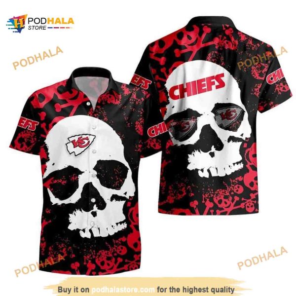 NFL Kansas City Chiefs Hawaiian Shirt White Skull Aloha