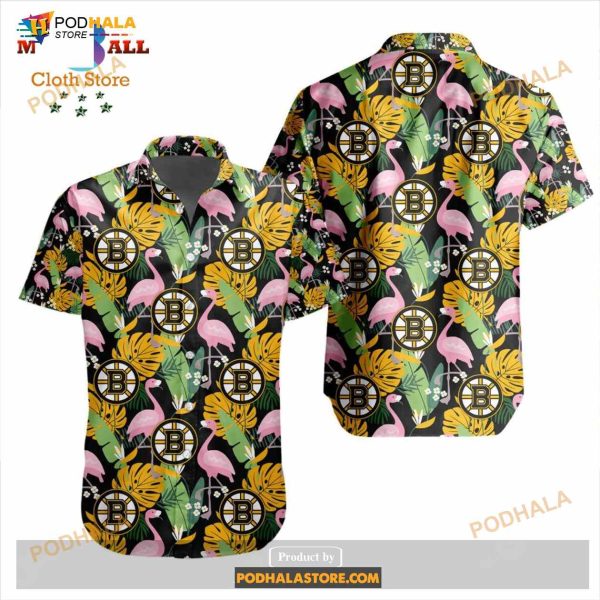 NHL Boston Bruins Crane Bird Special Design Button Funny Hawaiian Shirt