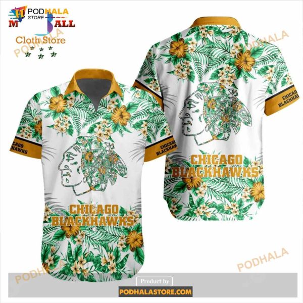 NHL Chicago Blackhawks Flowers Trending Style Special Design Button Funny Hawaiian Shirt