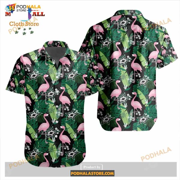 NHL Dallas Stars Crane Bird Special Design Button Funny Hawaiian Shirt