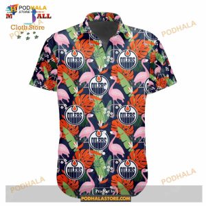 NHL Edmonton Oilers Crane Bird Special Design Button Funny Hawaiian Shirt