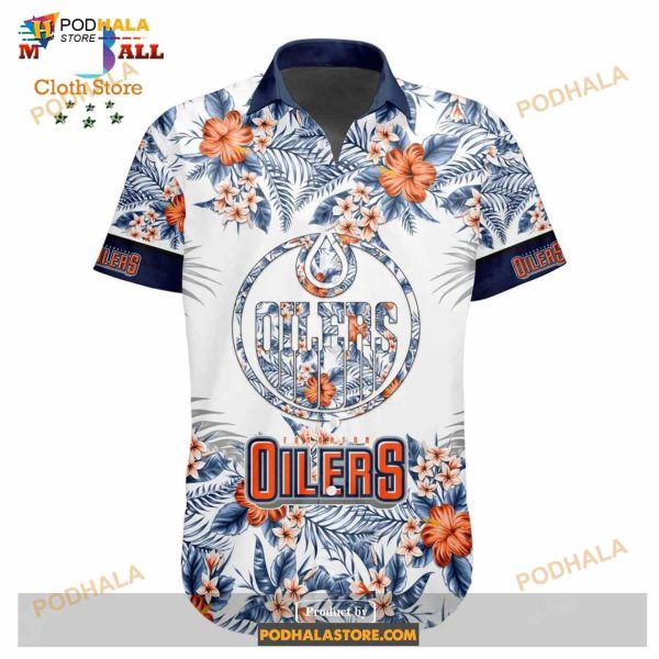 NHL Edmonton Oilers Flowers Trending Style Special Design Button Funny Hawaiian Shirt